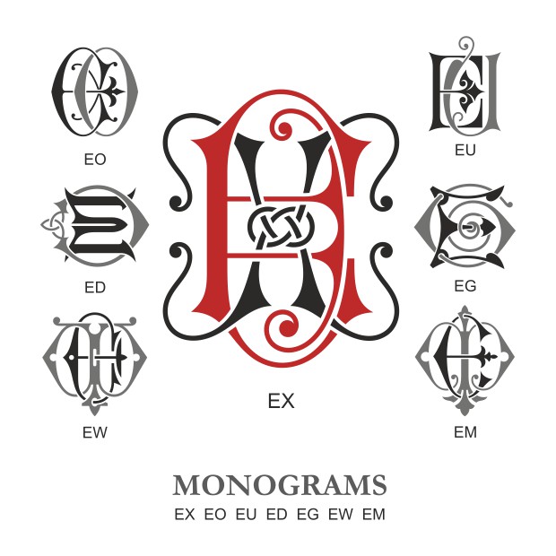 Monogram Vector Large Collection EX Free DXF File
