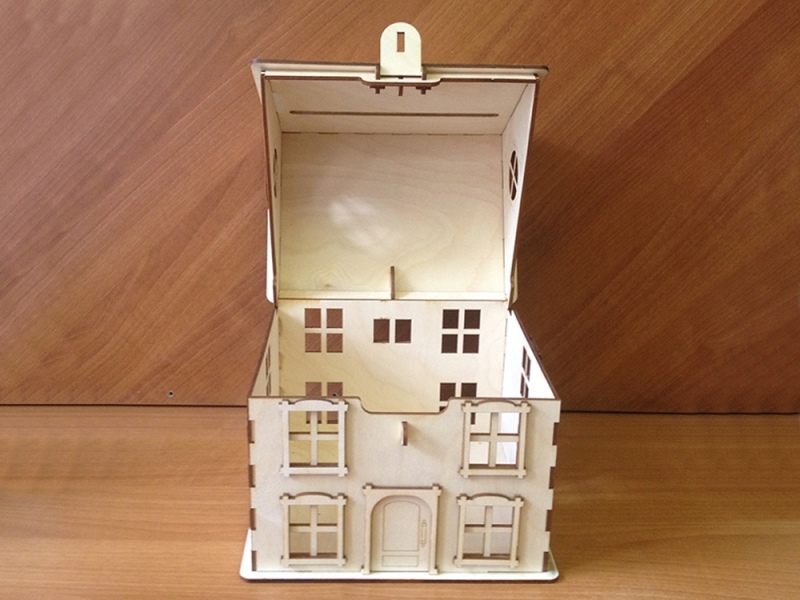 Laser Cut Bank Layout In The Shape Of A House Free CDR Vectors Art