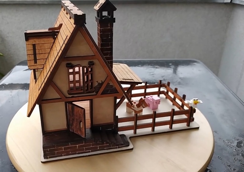 Model Of A Medieval House Made Of plywood. Drawings For Laser Cutting Free CDR Vectors Art