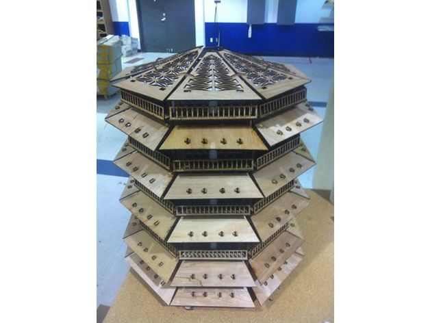 Laser Cut Cnc Files Lamp Pagoda Drawing Free DXF File