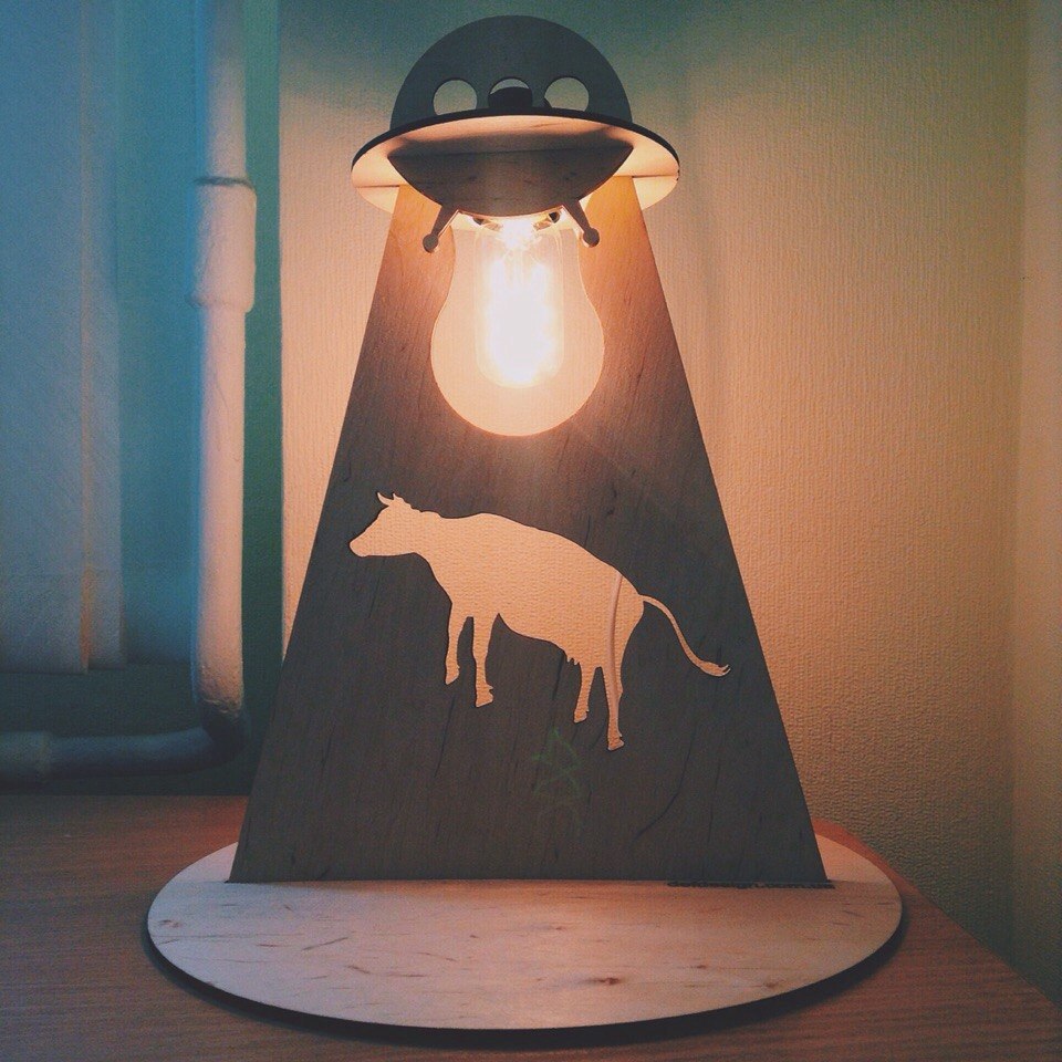 Laser Cut Decorative Cow Lamp Free CDR Vectors Art