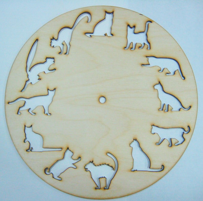 Laser Cut 12 Cats Clock Free CDR Vectors Art