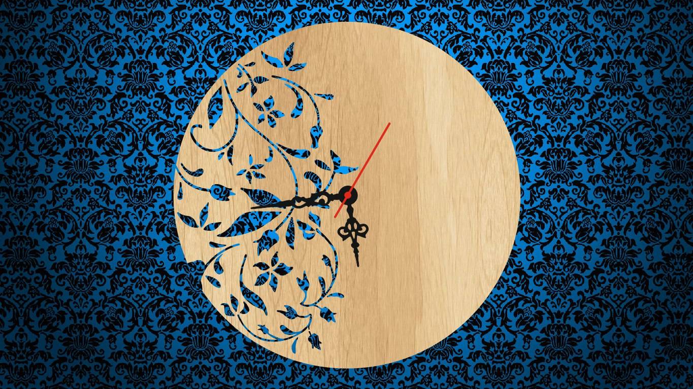 Laser Cut Floral Clock Free CDR Vectors Art