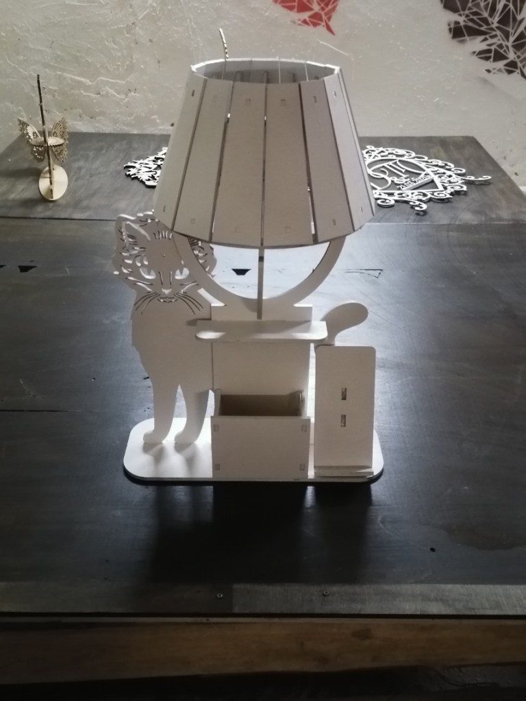 Cat Lamp Made Of Plywood Free CDR Vectors Art