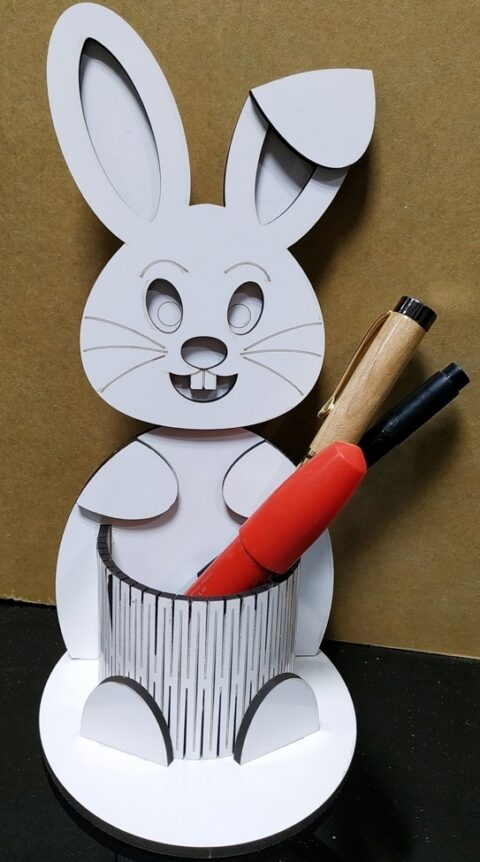 Bunny Pen Holder For Laser Cut Free CDR Vectors Art