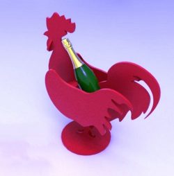 Wine Bottle Holder Rooster For Laser Cut Free CDR Vectors Art