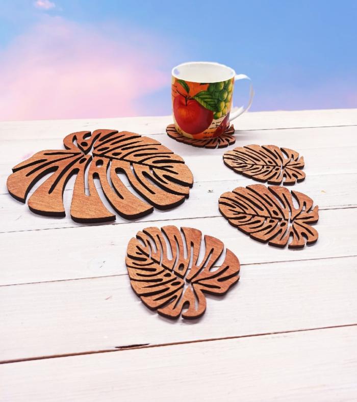 Wooden Decorative Tea Coaster For Laser Cut Free CDR Vectors Art