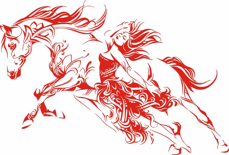 Girls With Horses For Engraving Drawing Free CDR Vectors Art