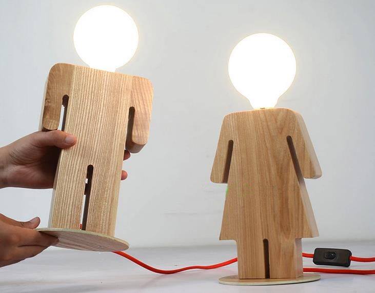 Men And Women Wooden Lamp For Laser Cut Free DXF File