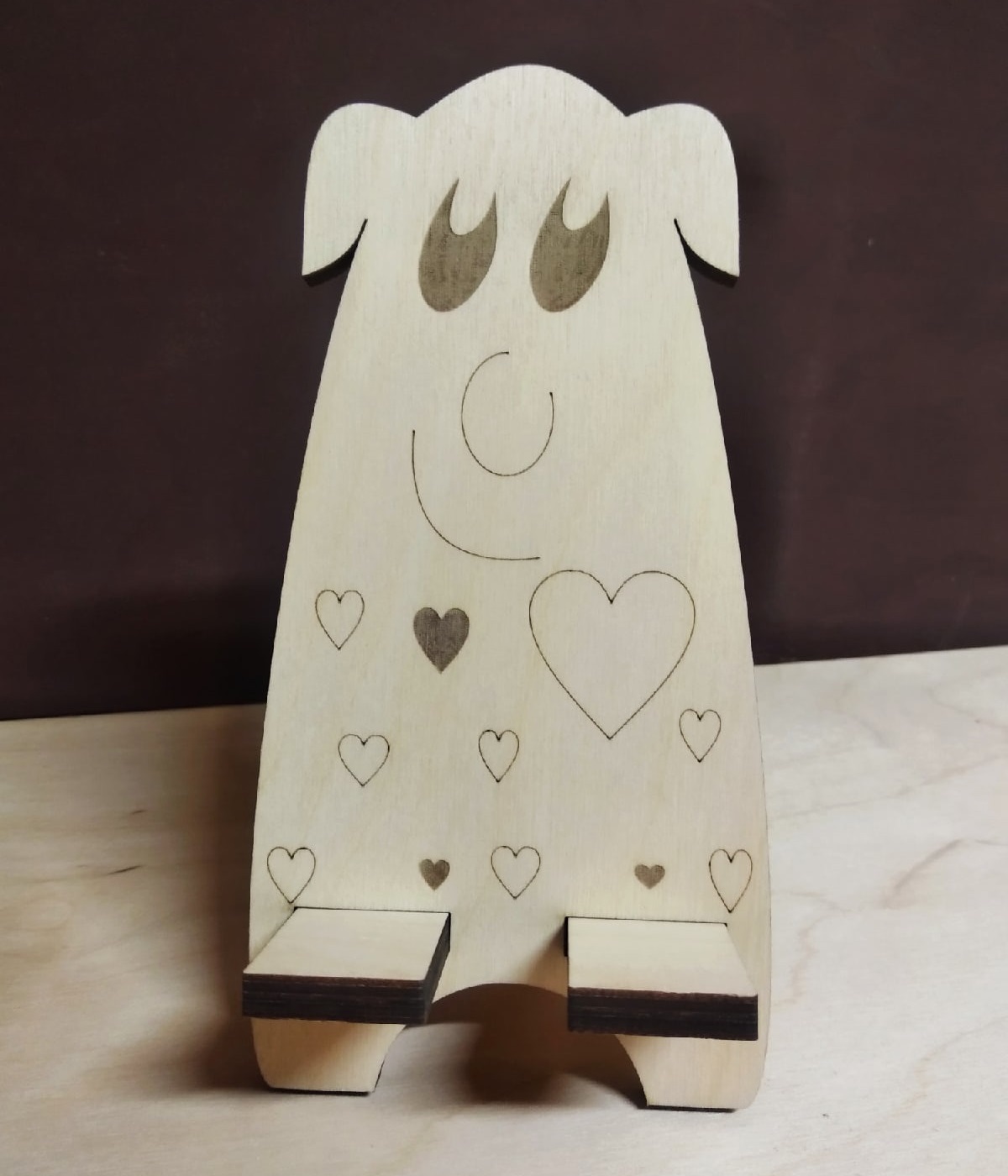 Wooden Cute Cell Phone Stand For Laser Cut Free CDR Vectors Art
