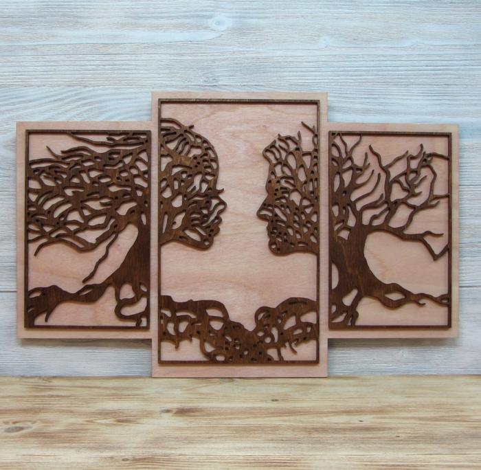 Tree Couple Wall Decor For Laser Cut Free CDR Vectors Art