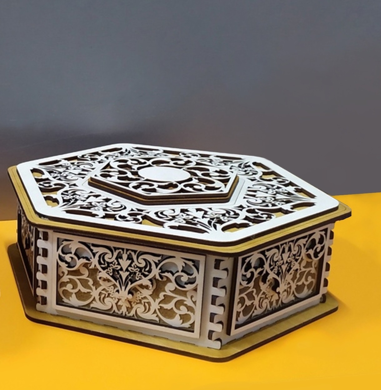 Decorative Hexagonal Gift Box For Laser Cut Free CDR Vectors Art