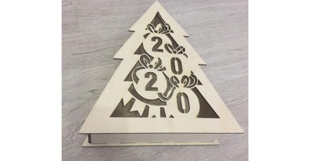 Box In The Shape Of A Tree For Laser Cut Free DXF File