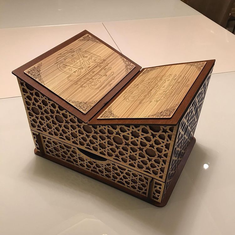 Decorative Quran Box With Rehal For Laser Cut Free DXF File