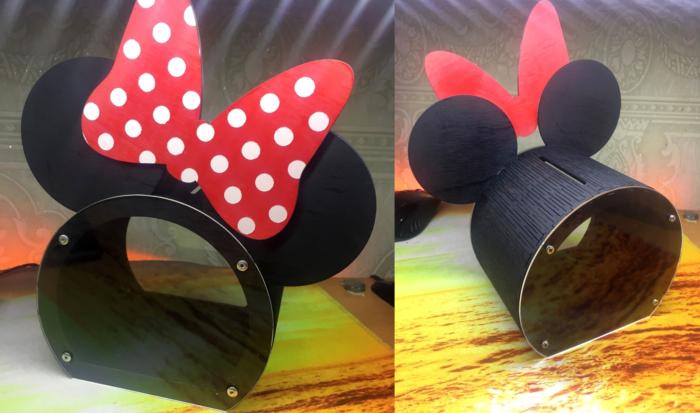 Small Bank Minnie Mouse For Laser Cut Free CDR Vectors Art