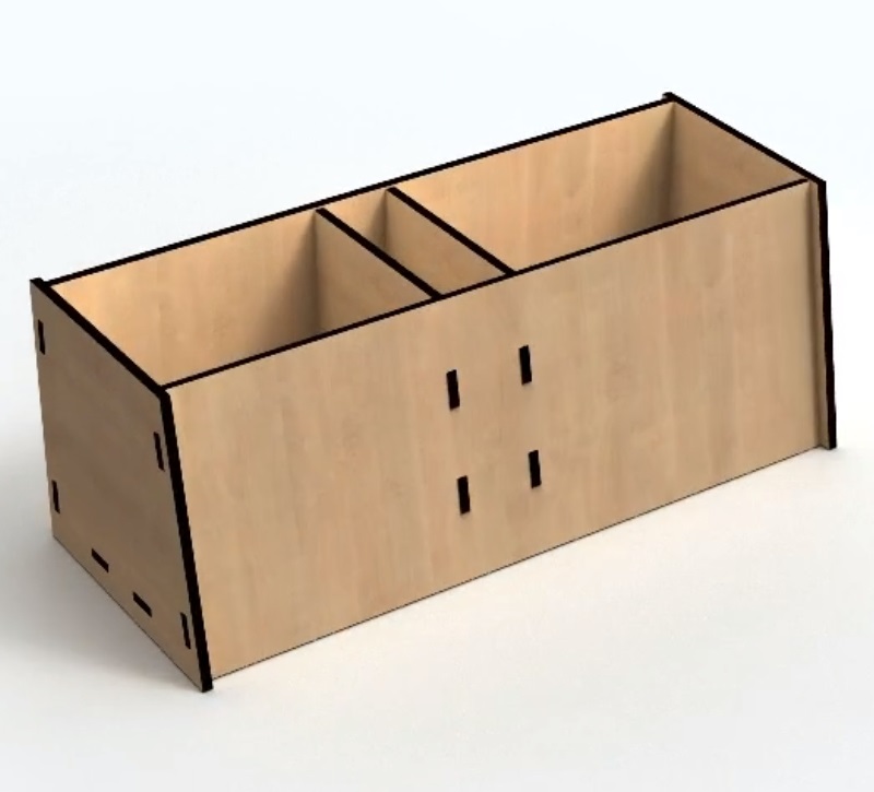 Wooden Simple Desk Organizer Storage Box 3mm For Laser Cut Free CDR Vectors Art