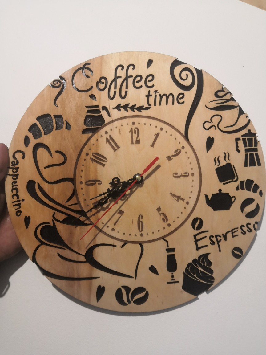 Coffee Time Wall Clock Template For Laser Cut Free CDR Vectors Art