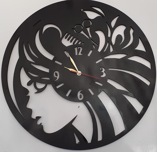 Hairdresser Beauty Salon Wall Clock For Laser Cut Free CDR Vectors Art