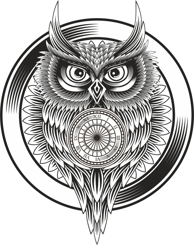 Owl Clock Ornament For Laser Cut Free CDR Vectors Art