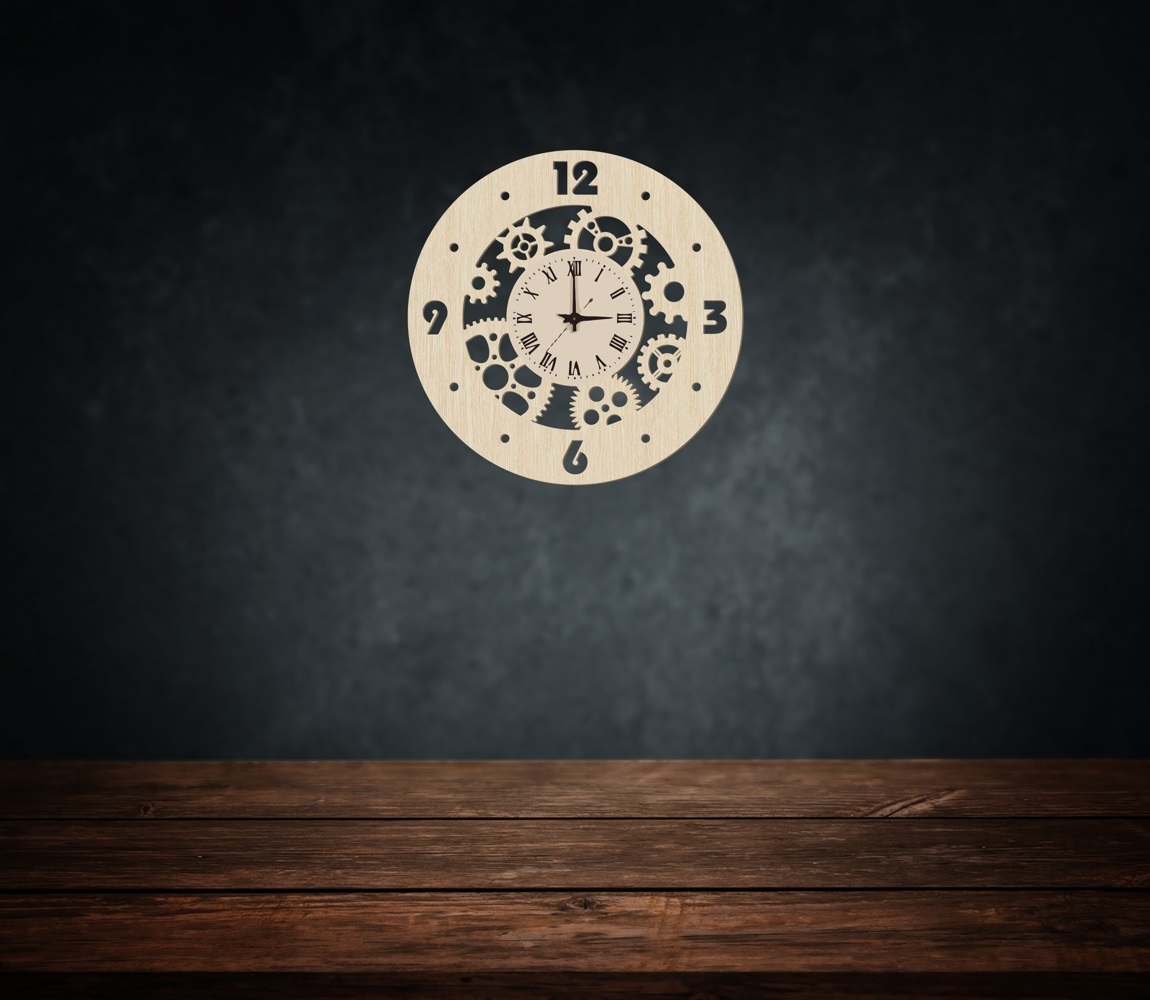 Steampunk Wall Clock Gear Clock Wall Decor For Laser Cut Free CDR Vectors Art