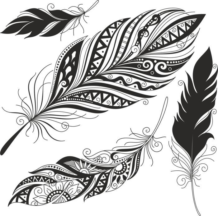 Feather Set For Laser Cut Free CDR Vectors Art