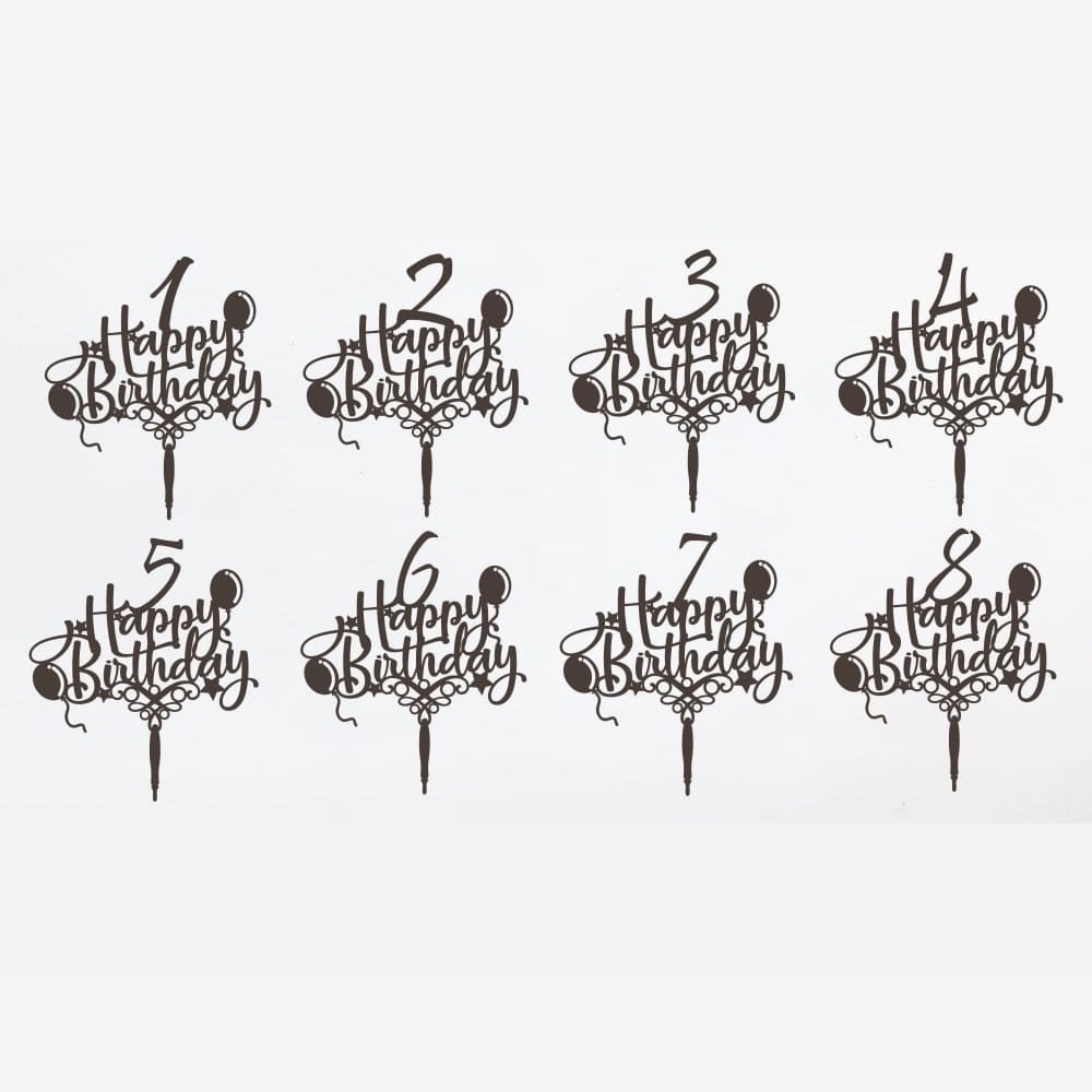 Happy Birthday Cake Toppers For Laser Cutting Free CDR Vectors Art