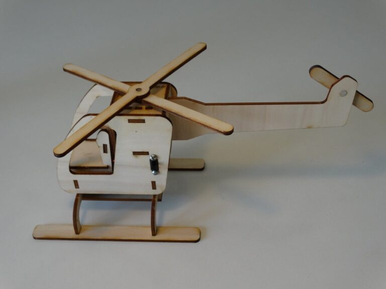 Wooden Motorized Helicopter 3mm For Laser Cut Free DXF File