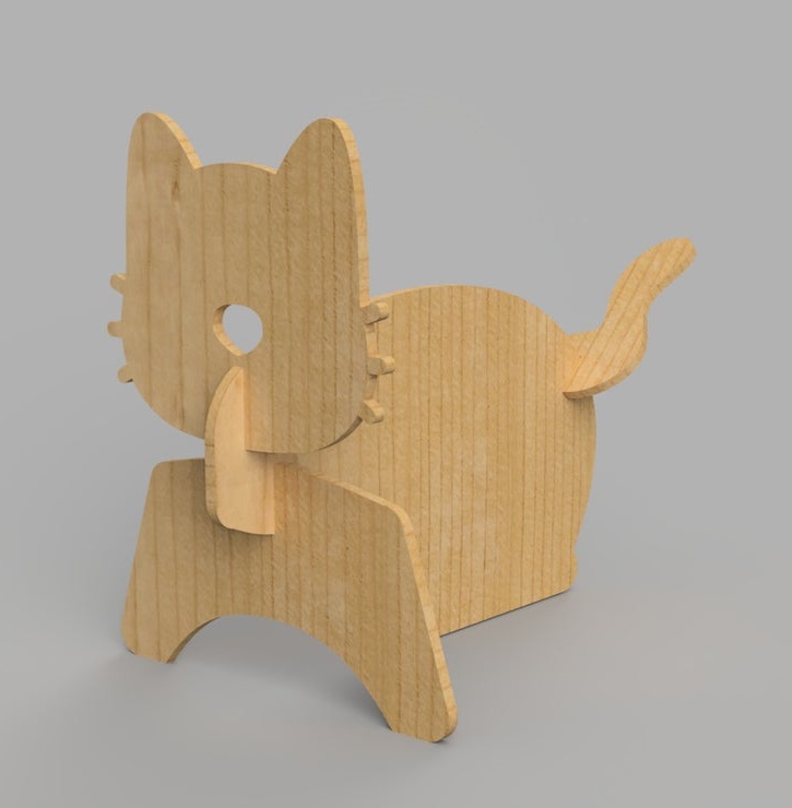 Wooden Cat Decor For Laser Cut Free DXF File