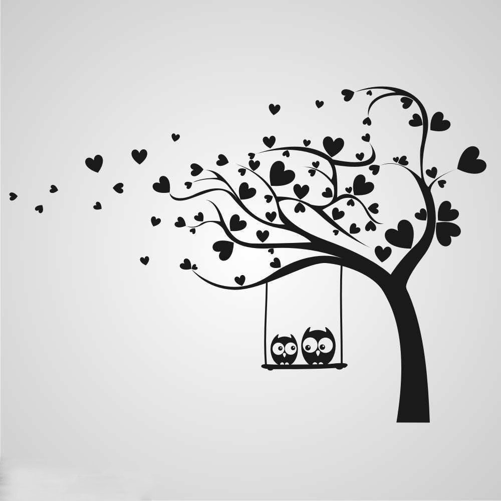 Laser Cut Engrave Valentine Tree With Owls Free CDR Vectors Art