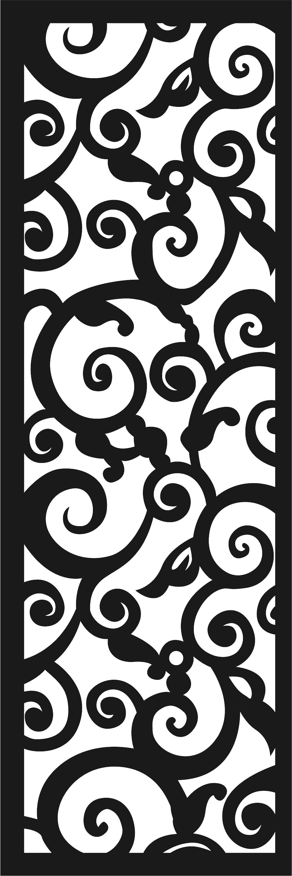 Decor Seamless Separator Floral Screen Panel Free DXF File