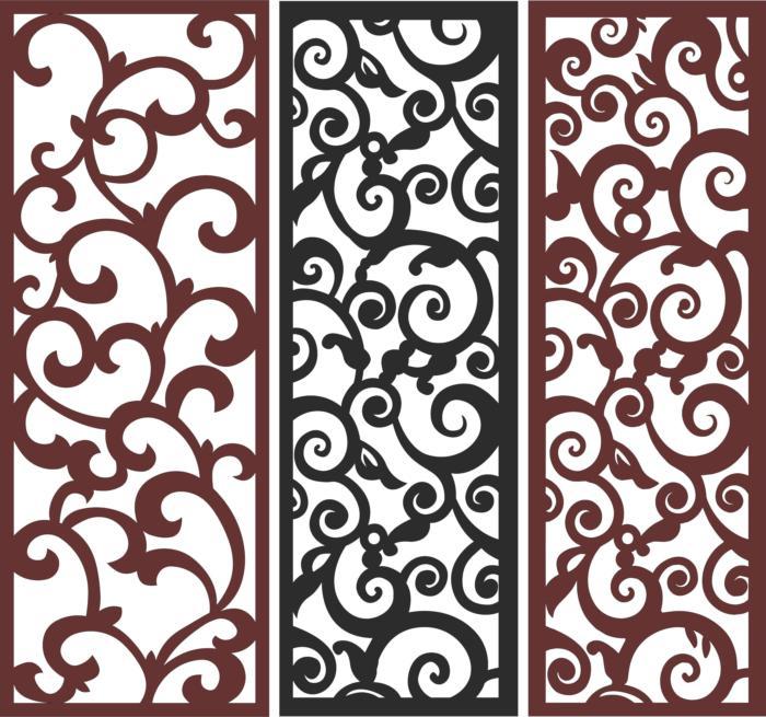 Separator Seamless Floral Screen Designs Free DXF File