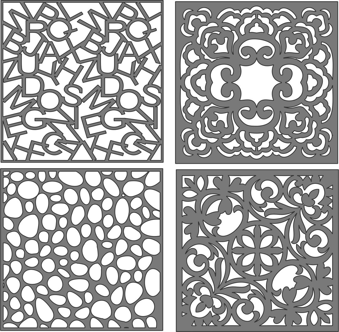 Laser Cut Divider Seamless Floral Screen Patterns Collection Free DXF File