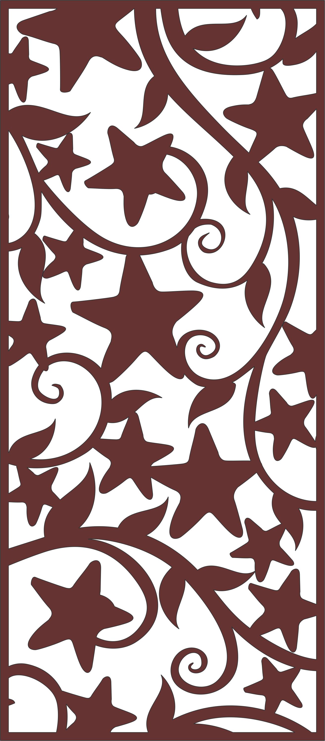 Laser Cut Living Room Star Seamless Floral Screen Free DXF File