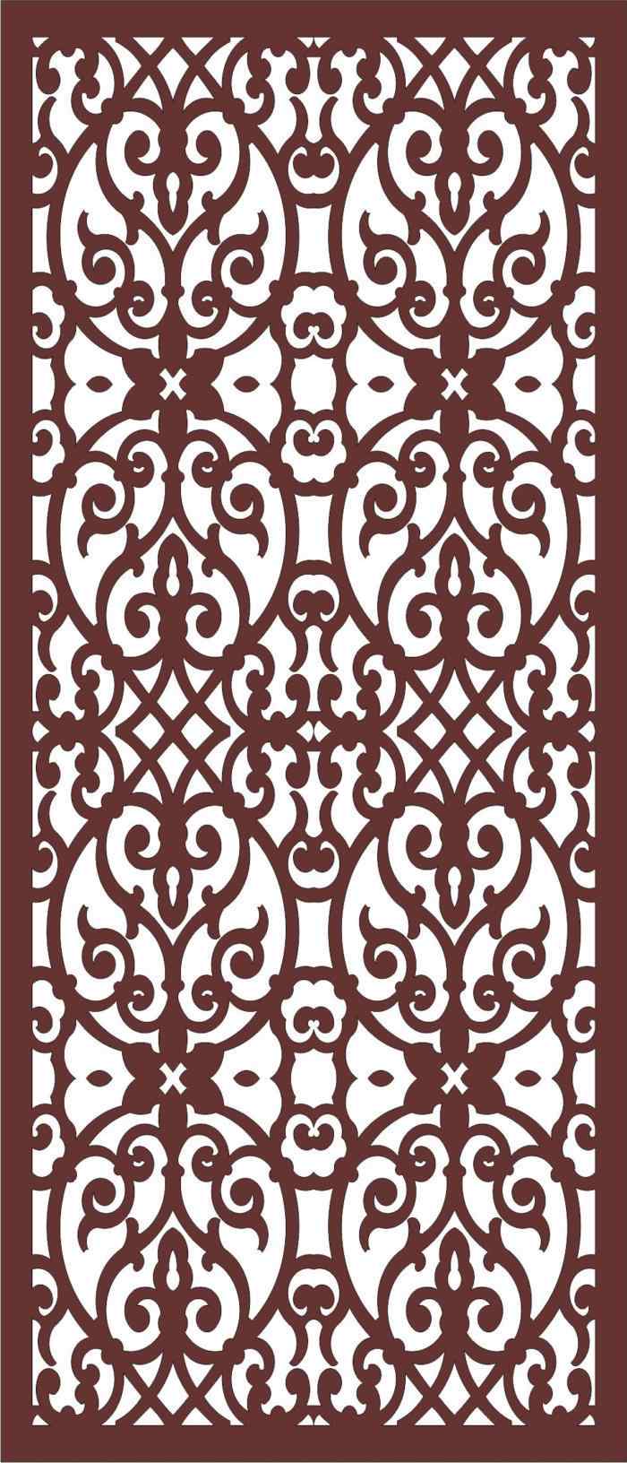 Laser Cut Window Screen Floral Seamless Panel Free DXF File