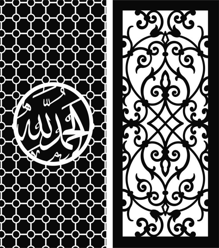Laser Cut Door Seamless Floral Screen Panel Free DXF File