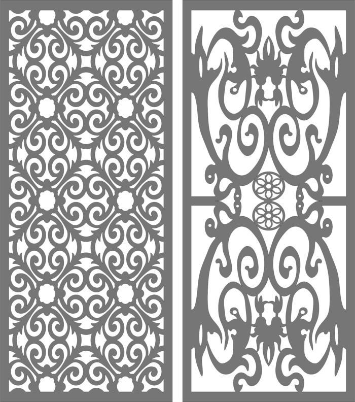 Set Of Panel Screen Room Divider Patterns Free DXF File