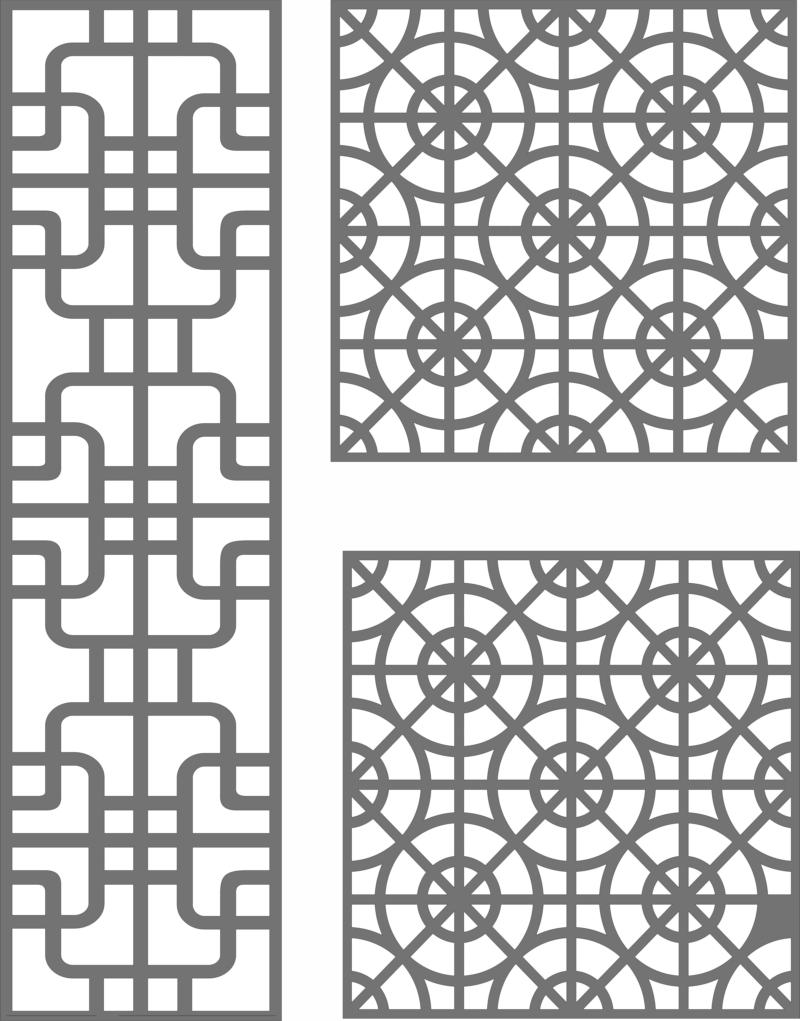 Laser Cut Privacy Partition Indoor Panels Screen Room Divider Seamless Design Patterns Free DXF File