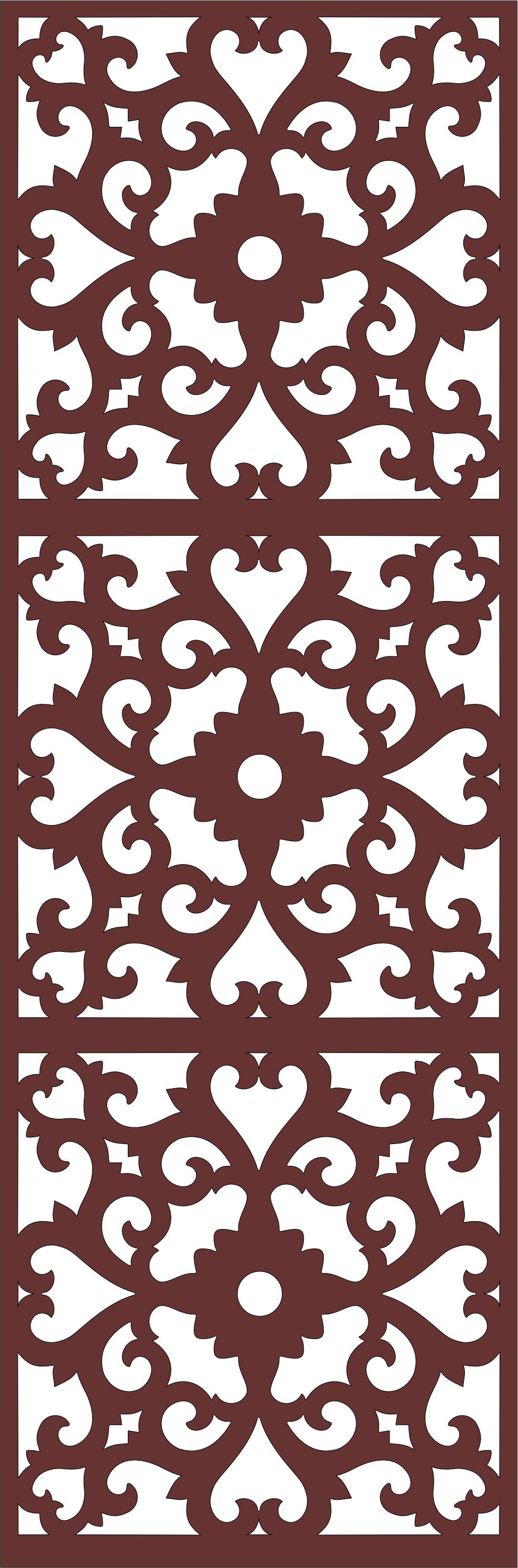 Laser Cut Decor Seamless Separator Floral Grill Panel Free DXF File