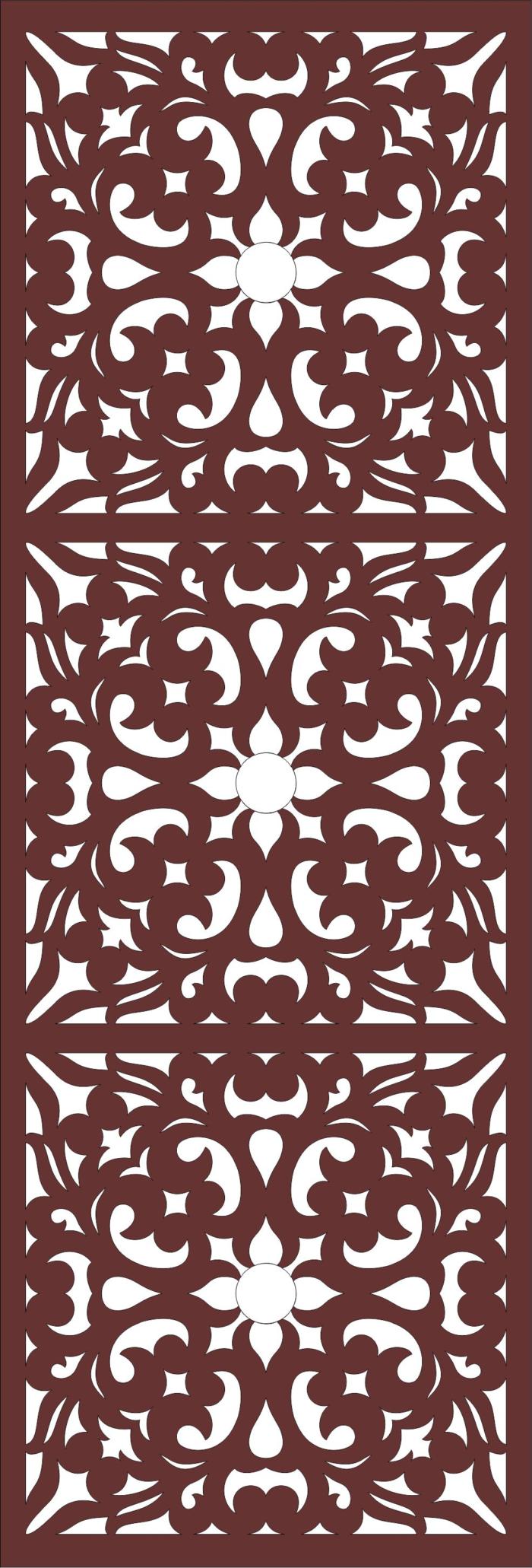 Laser Cut Room Divider Seamless Floral Grill Panel Free DXF File