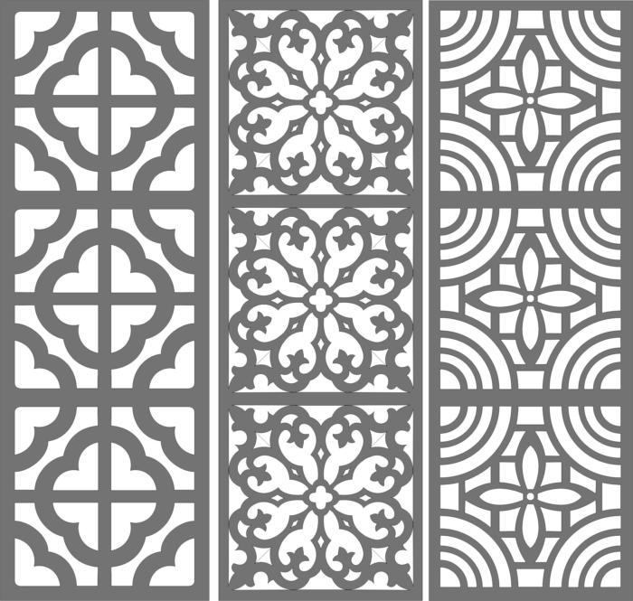 Laser Cut Room Grill Floral Seamless Panels Free DXF File