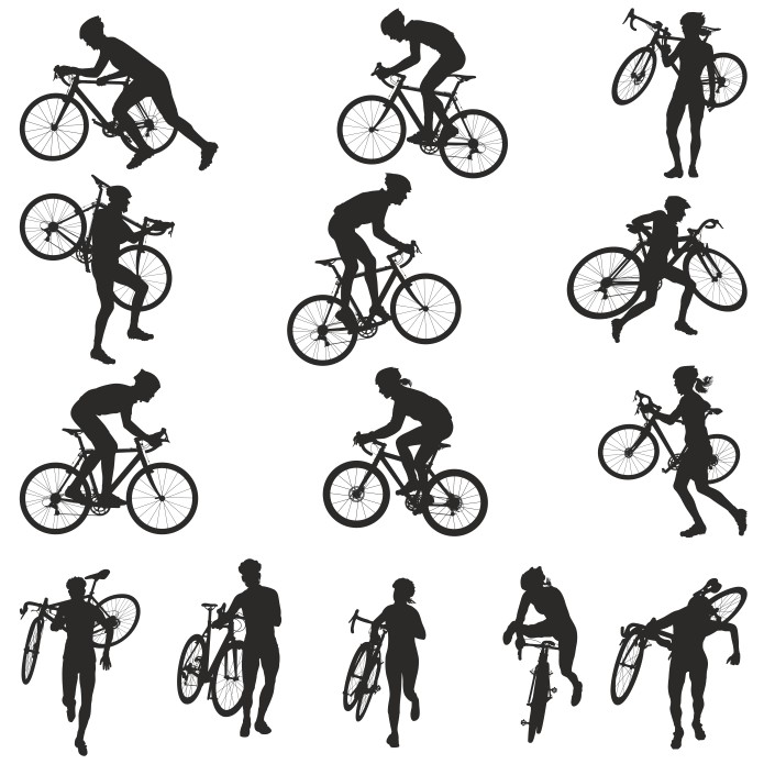 Collection Of Vector Silhouettes Of Bicyclists Free CDR Vectors Art
