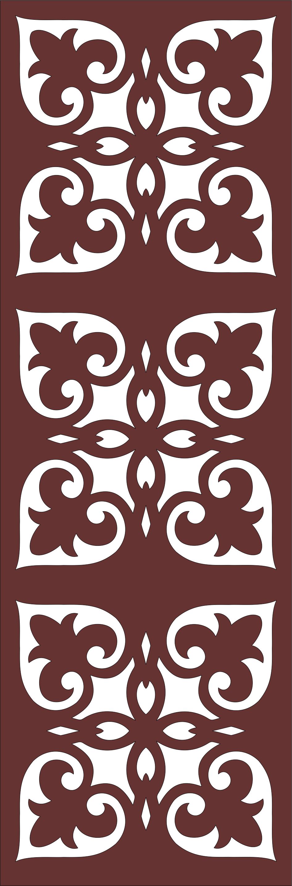 Laser Cut Separator Seamless Floral Grill Designs Free DXF File