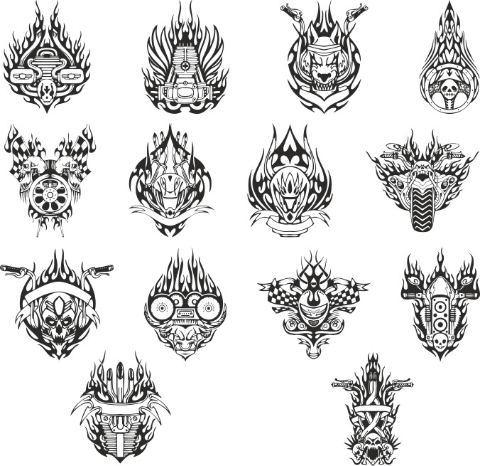 mock-ups Of Motorcycle Stickers Collection Free CDR Vectors Art