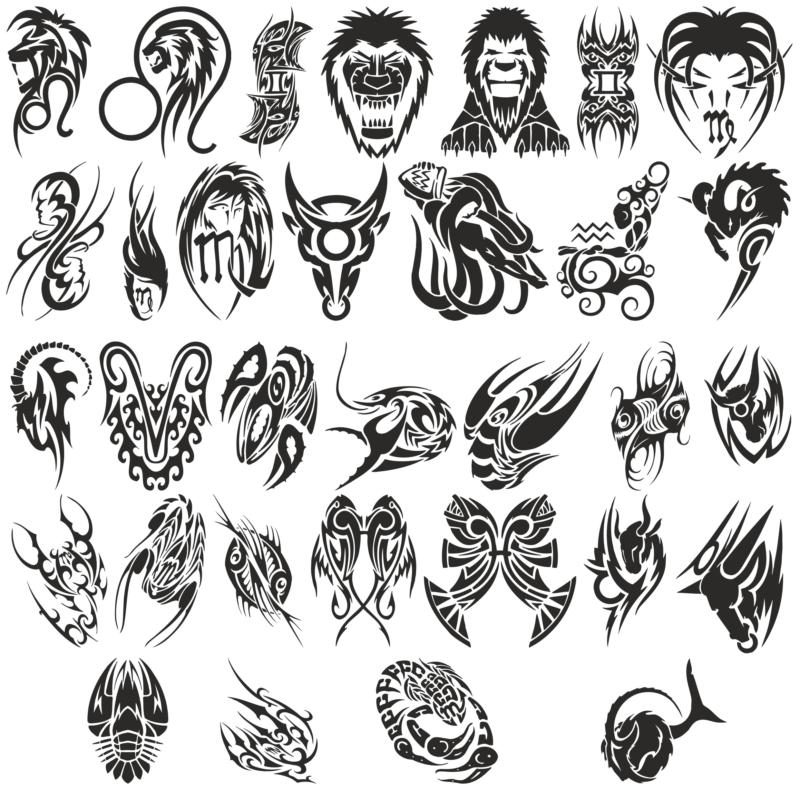 Great Collection Of Zodiac Tattoos Free CDR Vectors Art
