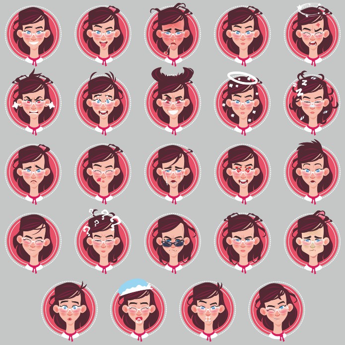 Female Emoticons Vector Collection Free CDR Vectors Art