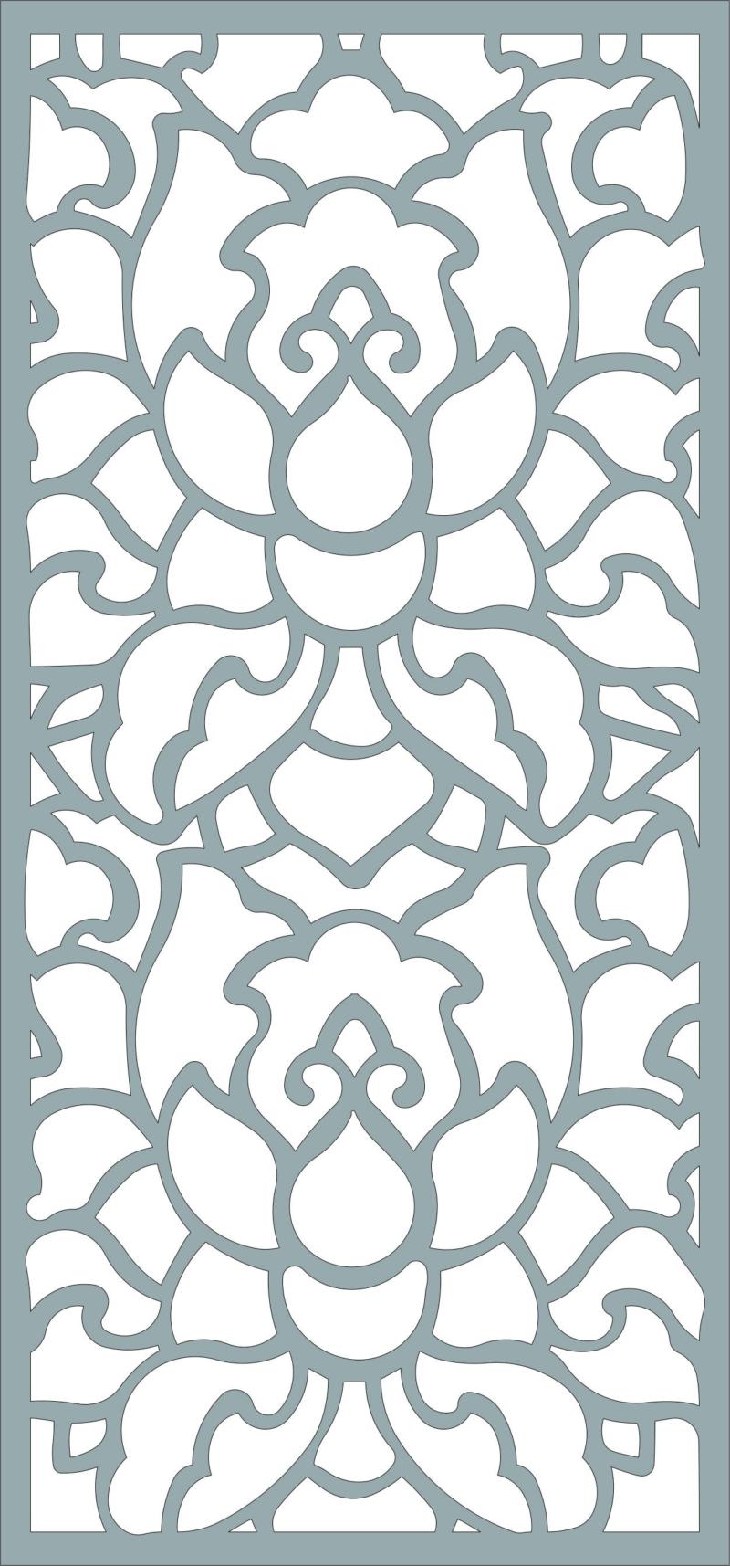 Laser Cut Window Floral Lattice Stencil Design Free DXF File