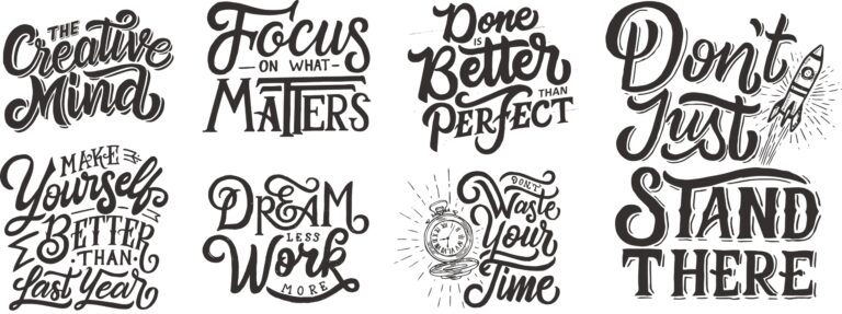 Lettering Quotes Set For Laser Cut EPS Vector
