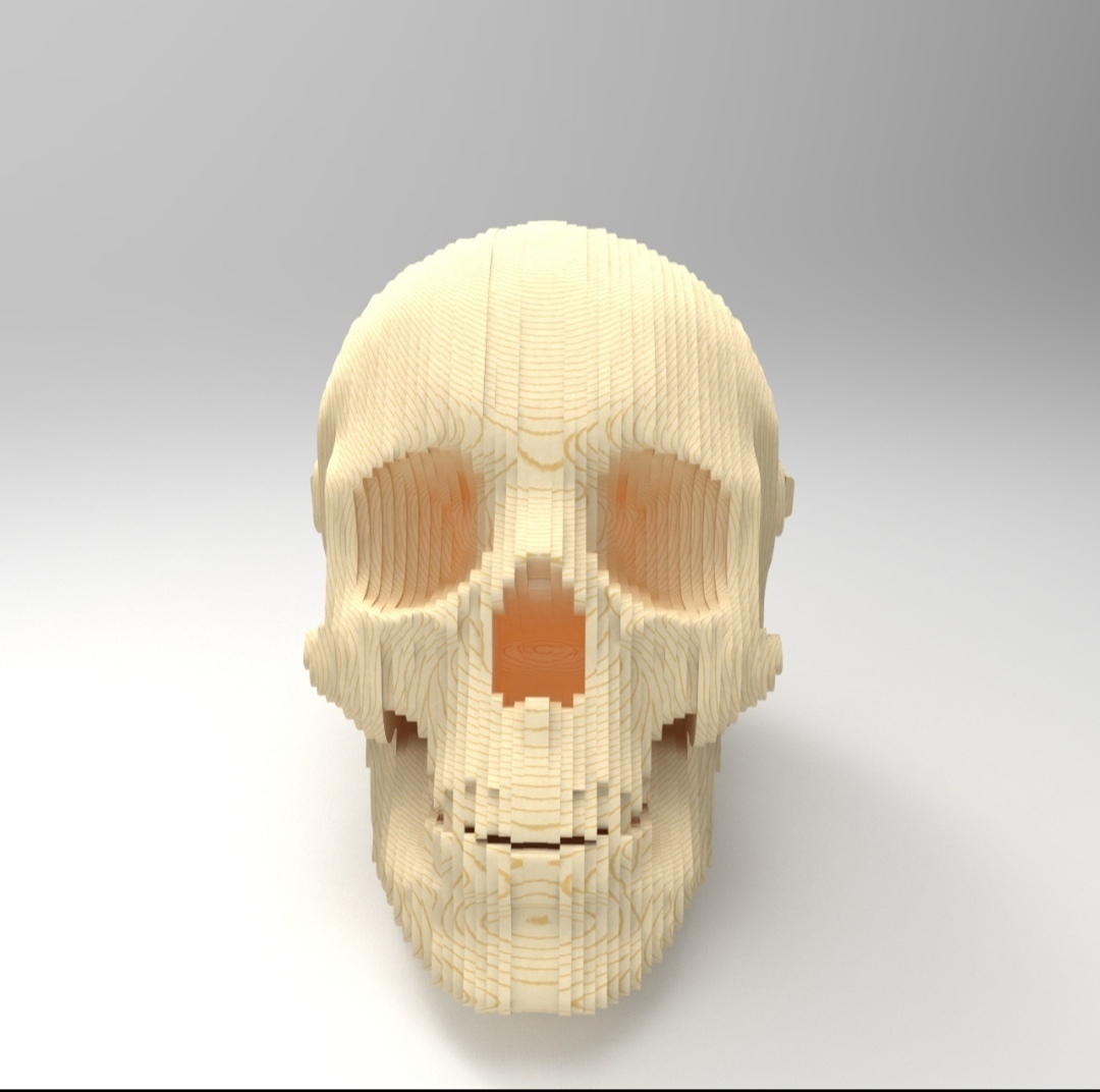 Laser Cut 3d Wooden Skull Free CDR Vectors Art