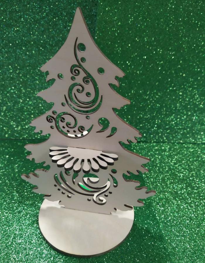 Laser Cut Decorative Pine Tree Napkin Holder Free CDR Vectors Art