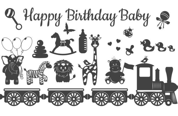 Engrave Baby Birthday Decorations Free CDR Vectors Art